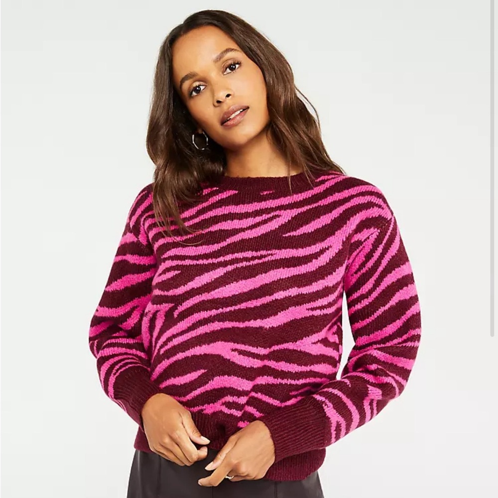 Ann Taylor XS Pink Zebra Sweater EUC!